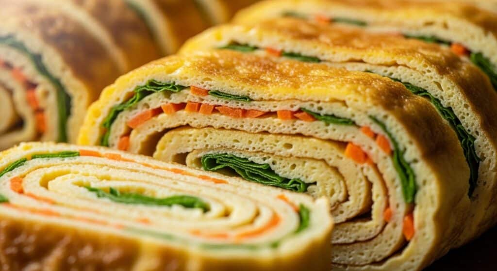gyeran2 Close-up of Korean rolled omelette layers — a visual story of patience and quiet craftsmanship.